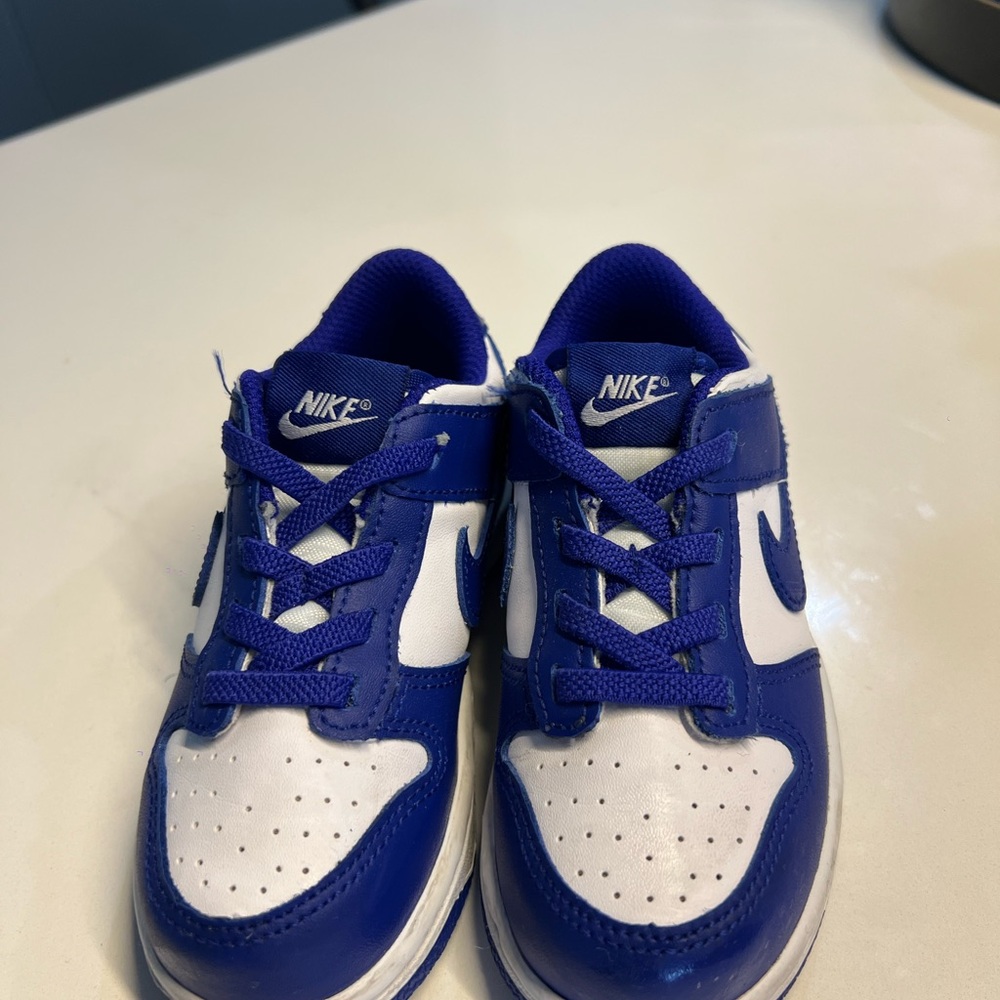 Nike Kids Blue and White Dunk Low Sneakers Size 9